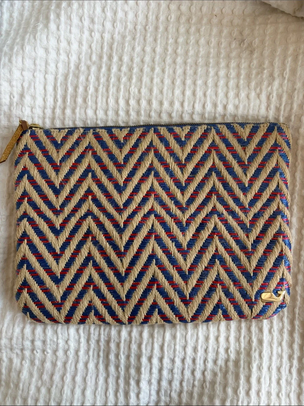 Vineyard Vines Woven Chevron Clutch in Natural, Blue & Red